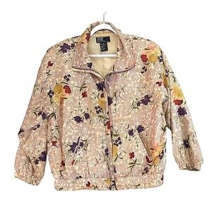 EVR Silk Track Suit‎ Jacket Sz Large Floral Print 90s Retro Cotragecore
